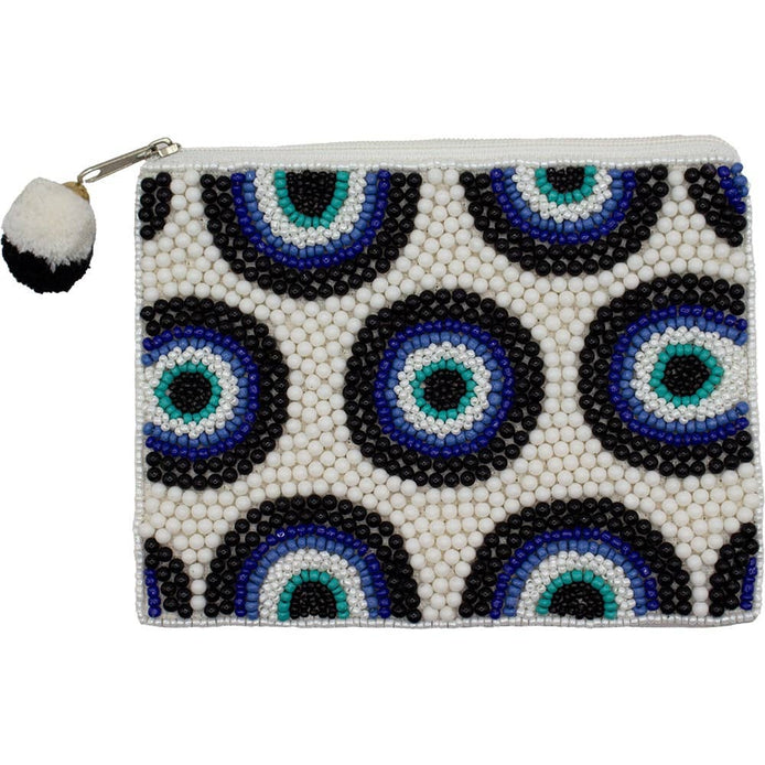 Evil Eyes Beaded Coin Pouch