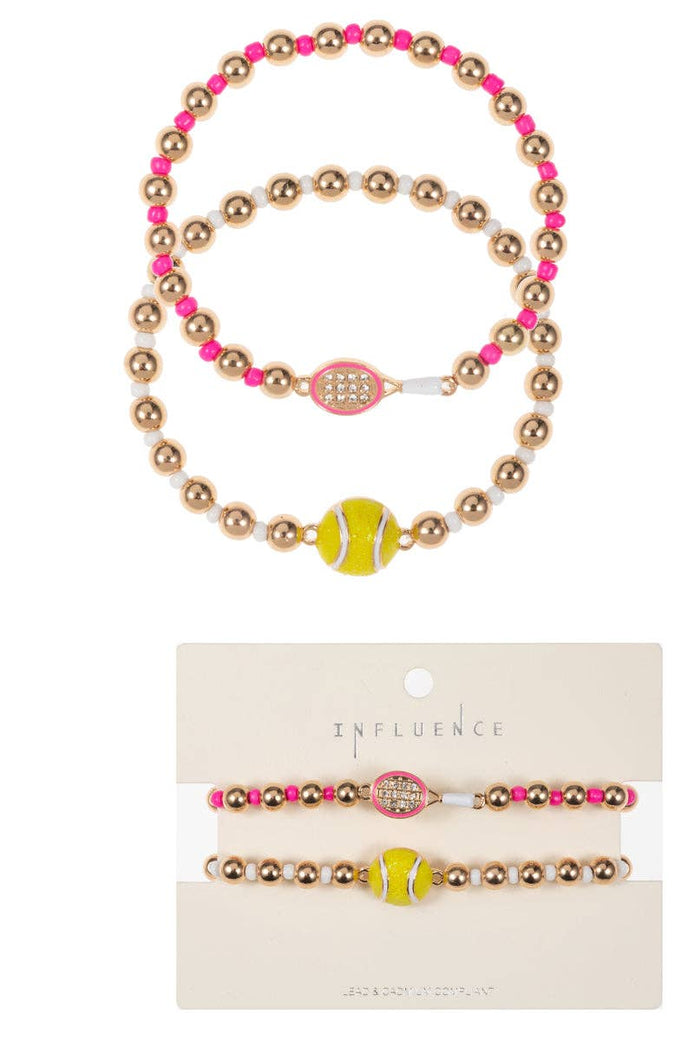 Tennis Ball Enamel (Set of 2) Stretch Bracelet