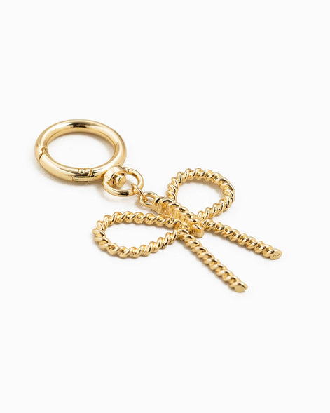 Metal Rope Texture Bow Bag Charm Keychain