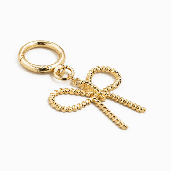 Metal Rope Texture Bow Bag Charm Keychain