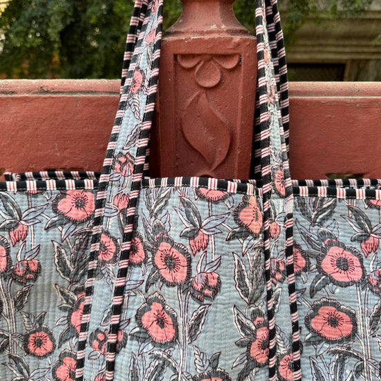 Indian Cotton Bag Shoulder Bag Floral Print Quilted Tote Bag