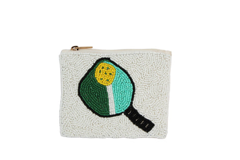 Ladies Fully Beaded Paddle Print  Coin Purse