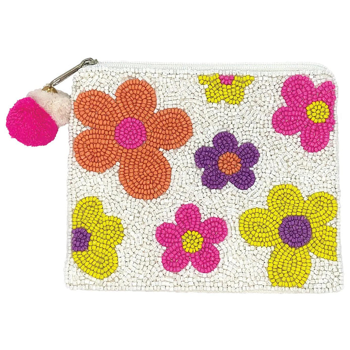 Multi Floral Beaded Coin Purse
