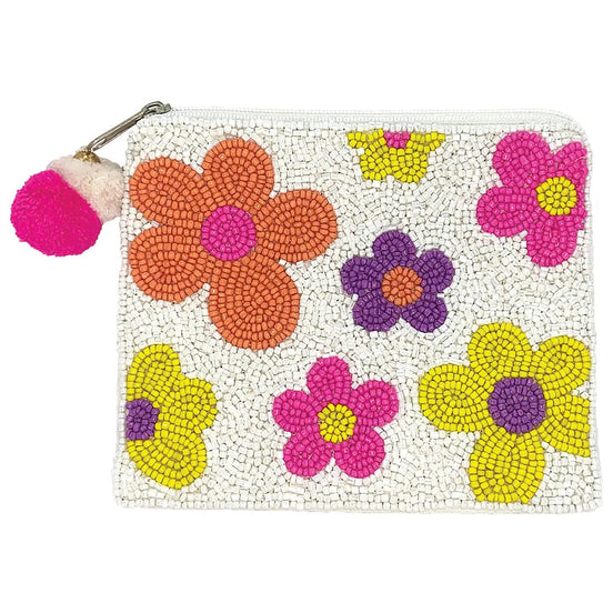 Multi Floral Beaded Coin Purse