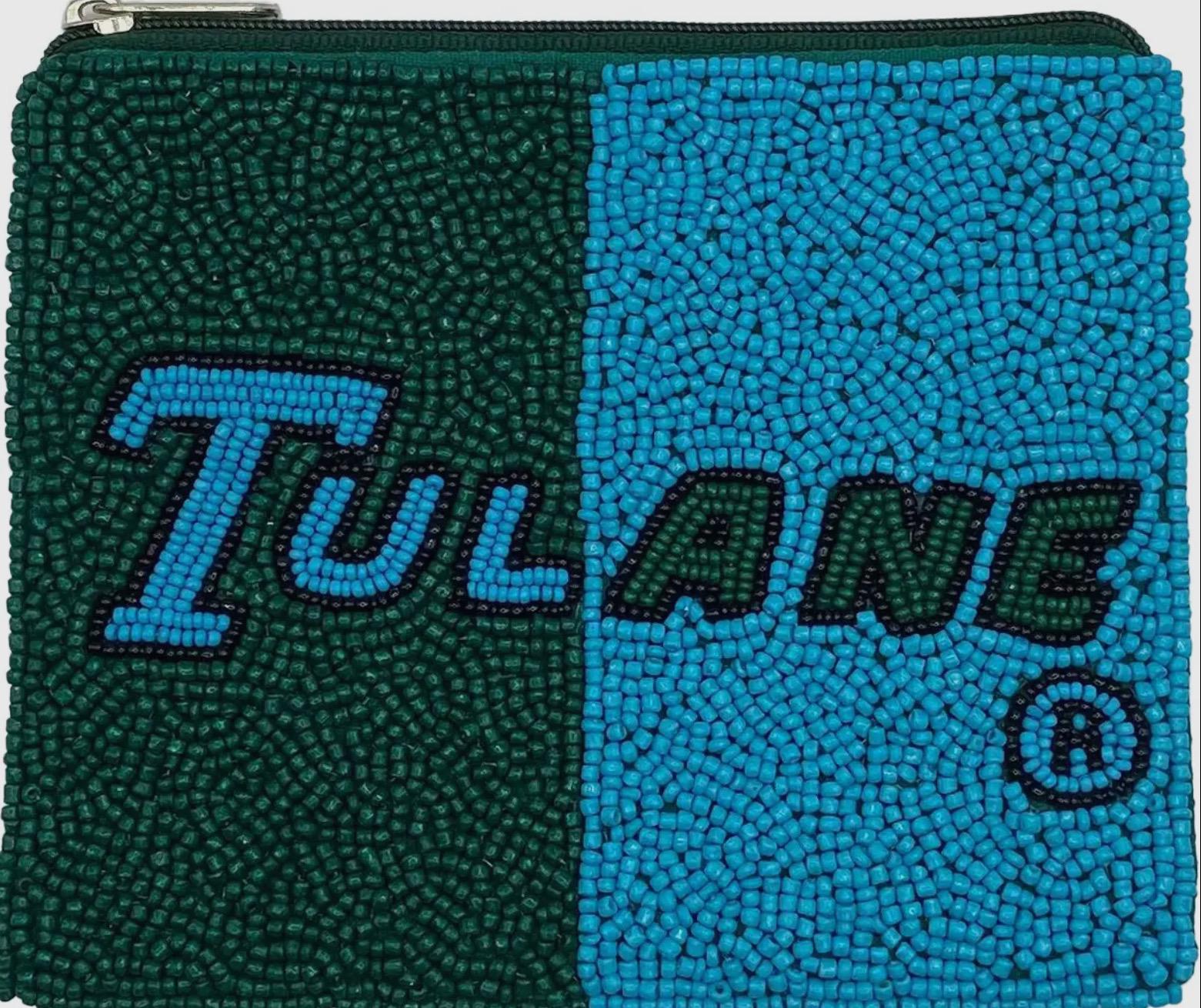 Tulane Officially Licensed Beaded Coin Pouch