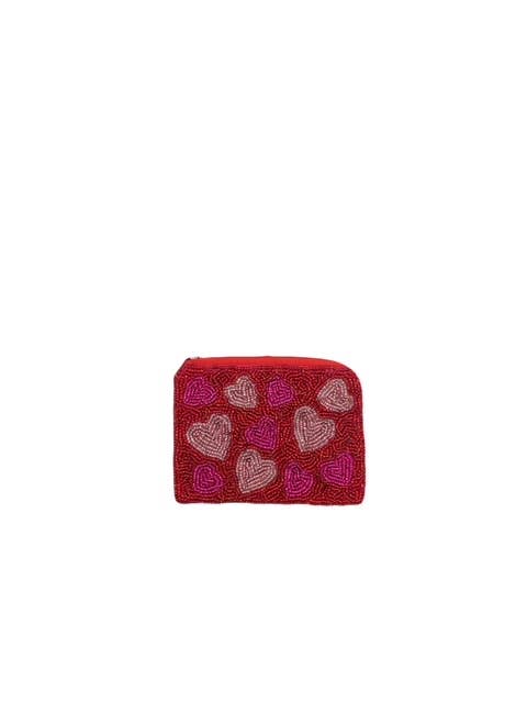 MULTI HEART BEADED MINI POUCH