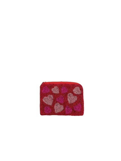 MULTI HEART BEADED MINI POUCH