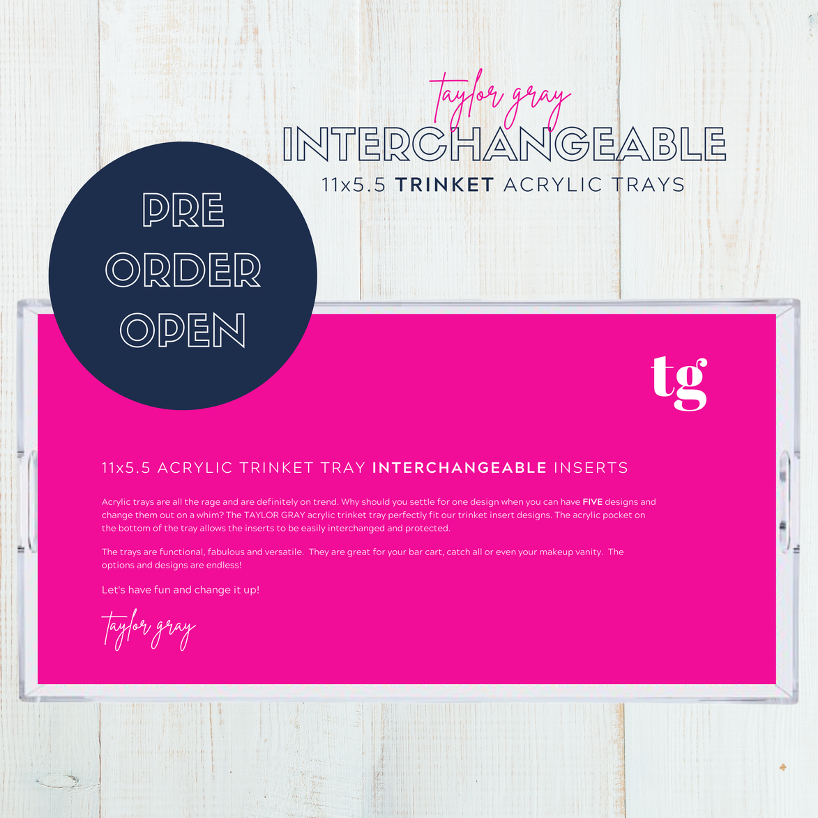 5.5x11 Acrylic TRINKET Tray Blank PRE-ORDER