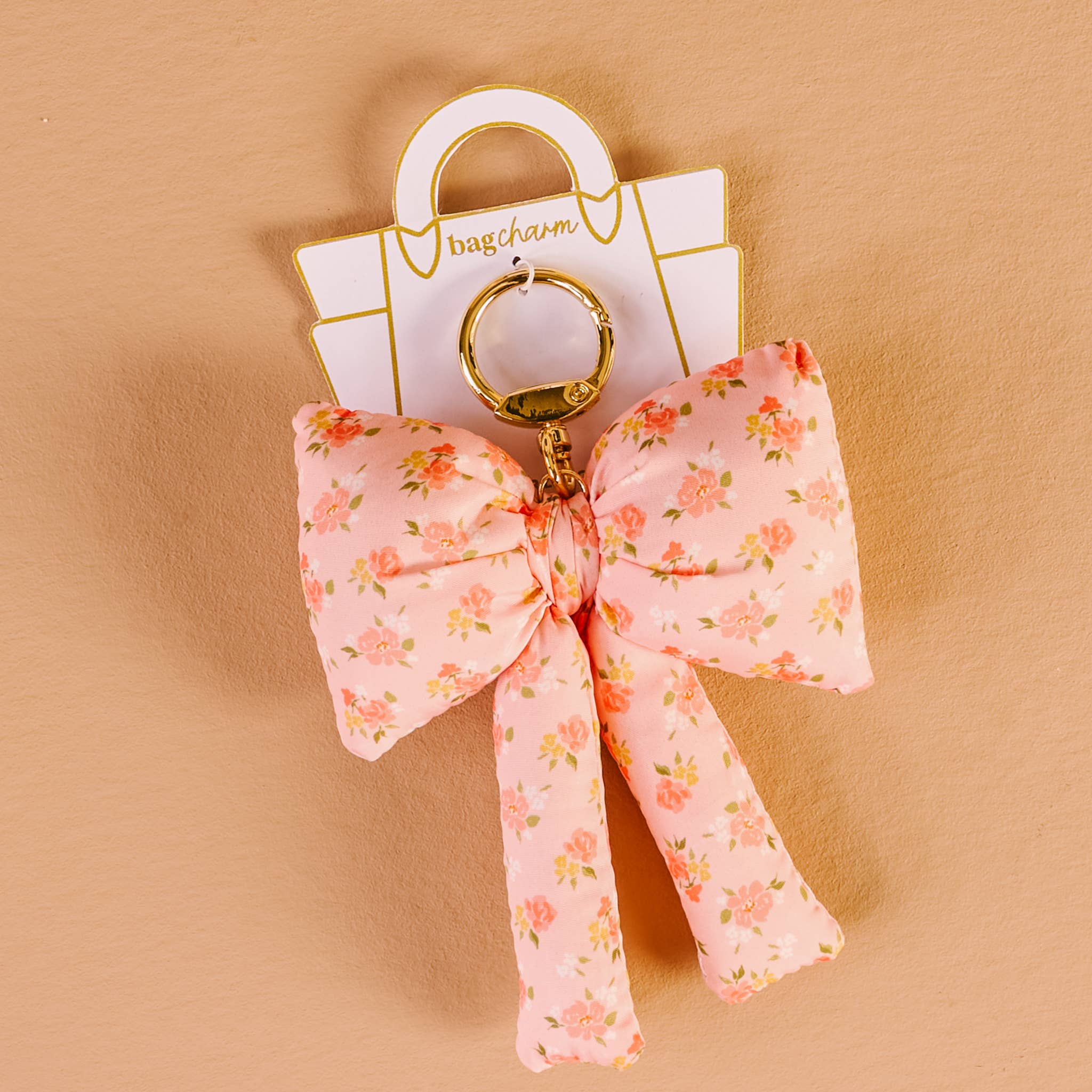 Puffy Bow Bag Charm-Peachy Petals