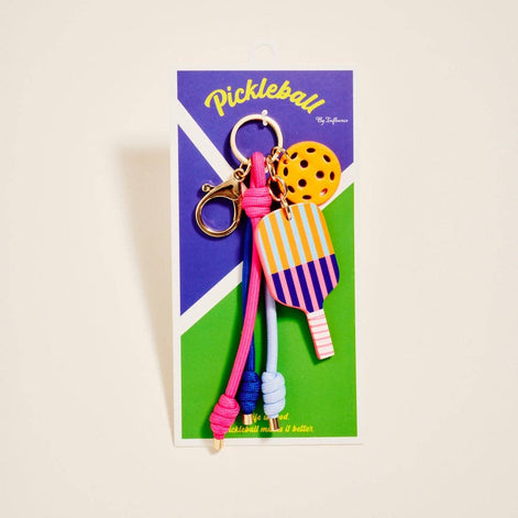 Leather Pickleball Paddle Rope Bag Charm Keychain