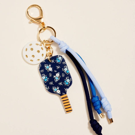 Leather Pickleball Paddle Rope Bag Charm Keychain