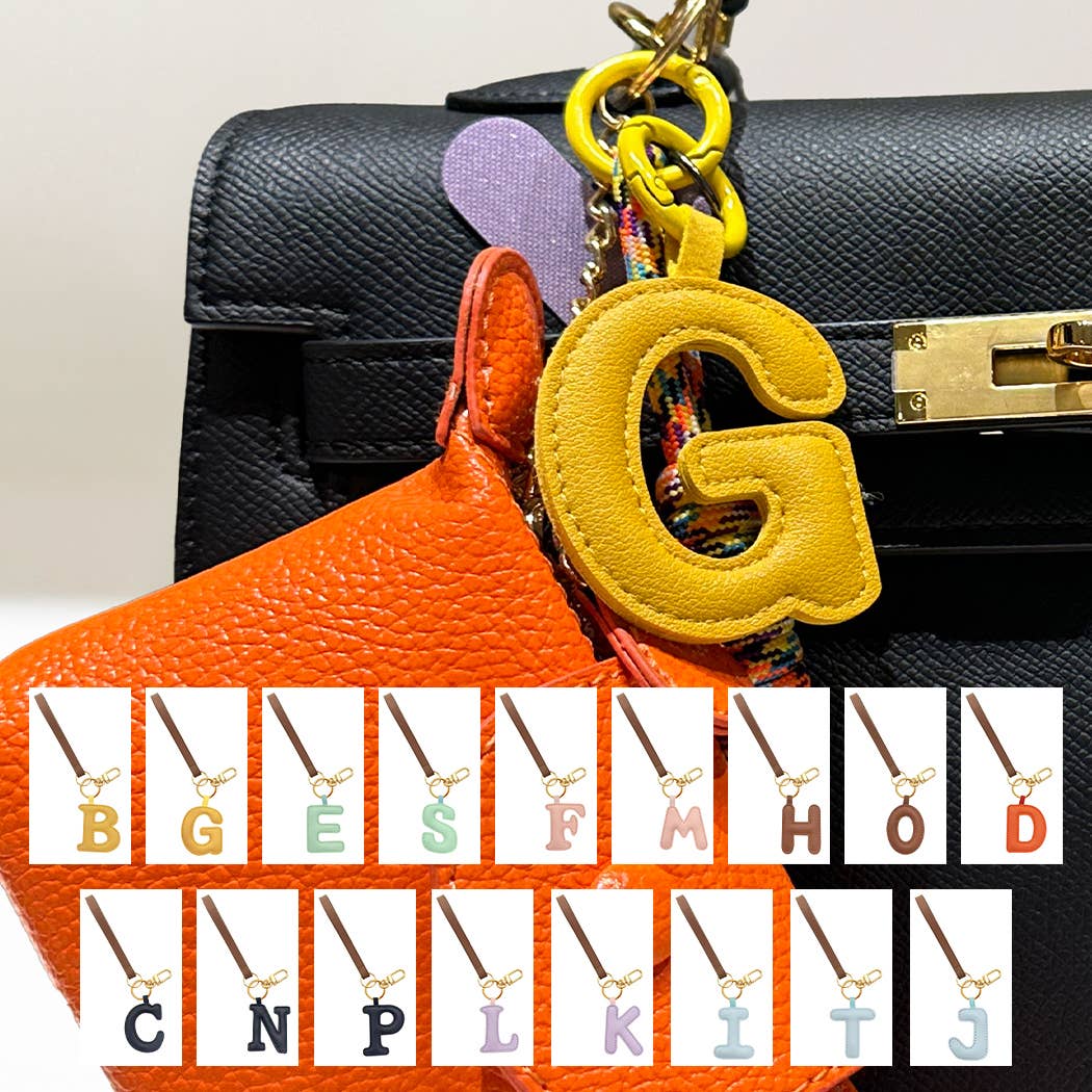 Alphabet Faux Leather Key Chain Bag Charm