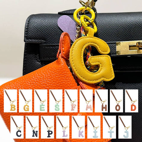 Alphabet Faux Leather Key Chain Bag Charm
