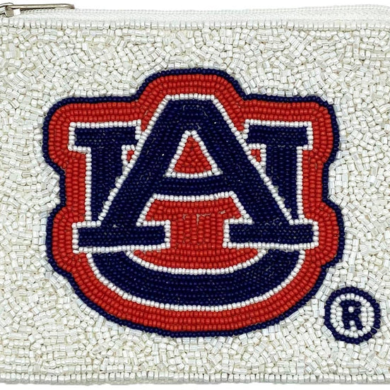 AU WHITE BEADED COIN POUCH