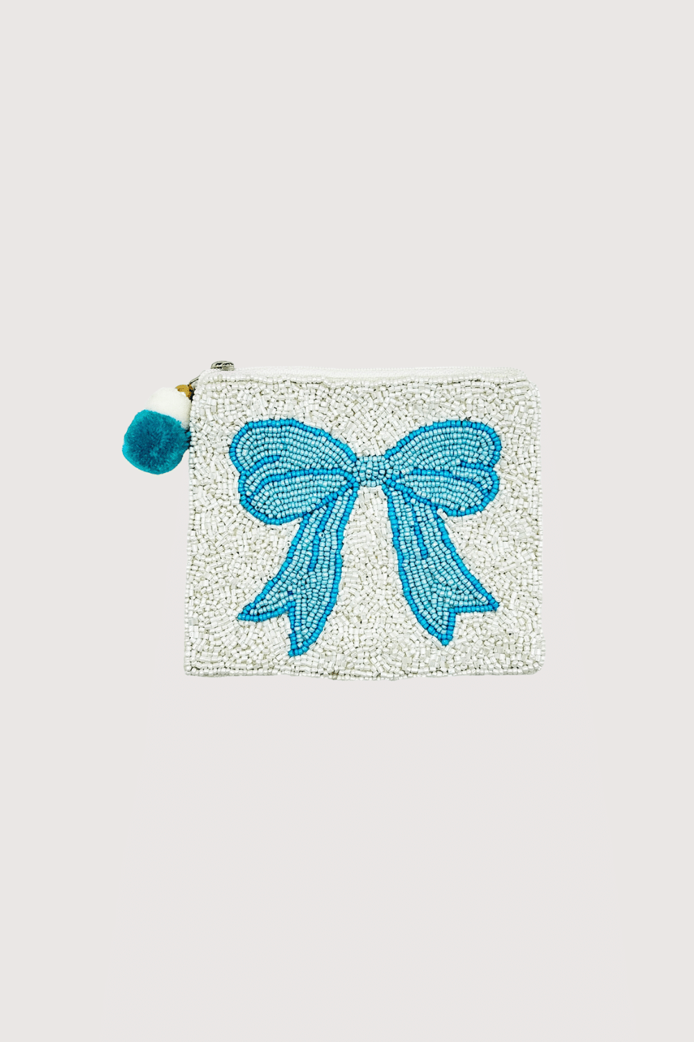 Blue Bow Beaded Pouch