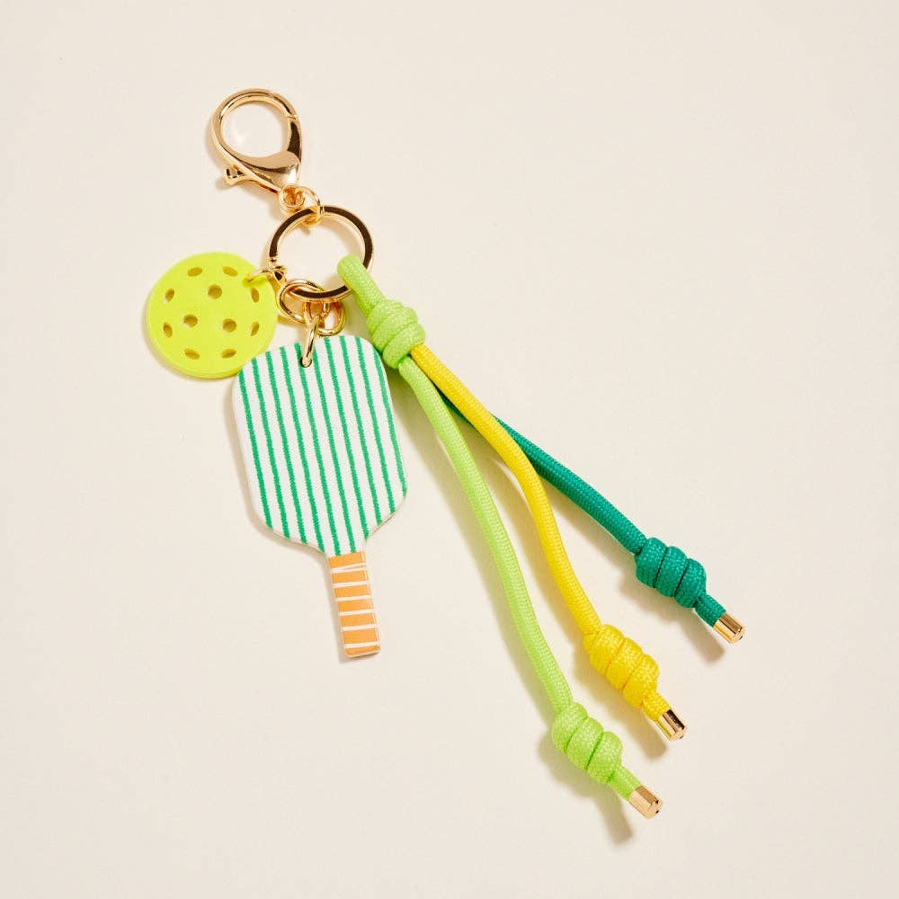 Leather Pickleball Paddle Rope Bag Charm Keychain