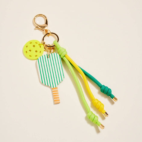 Leather Pickleball Paddle Rope Bag Charm Keychain