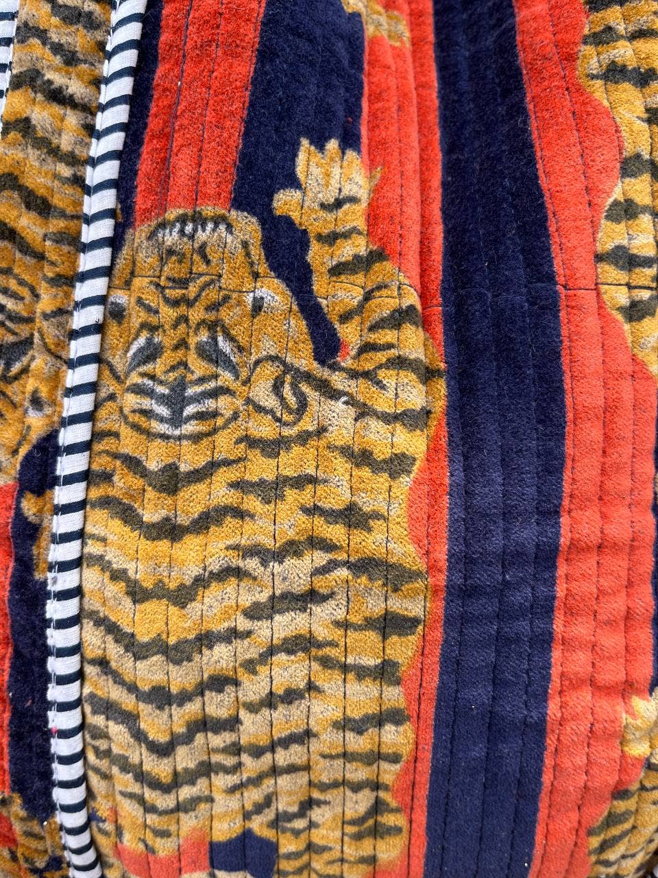 Jaipuri Quilted Velvet Cotton Tiger Printed Bag Grocery Bags